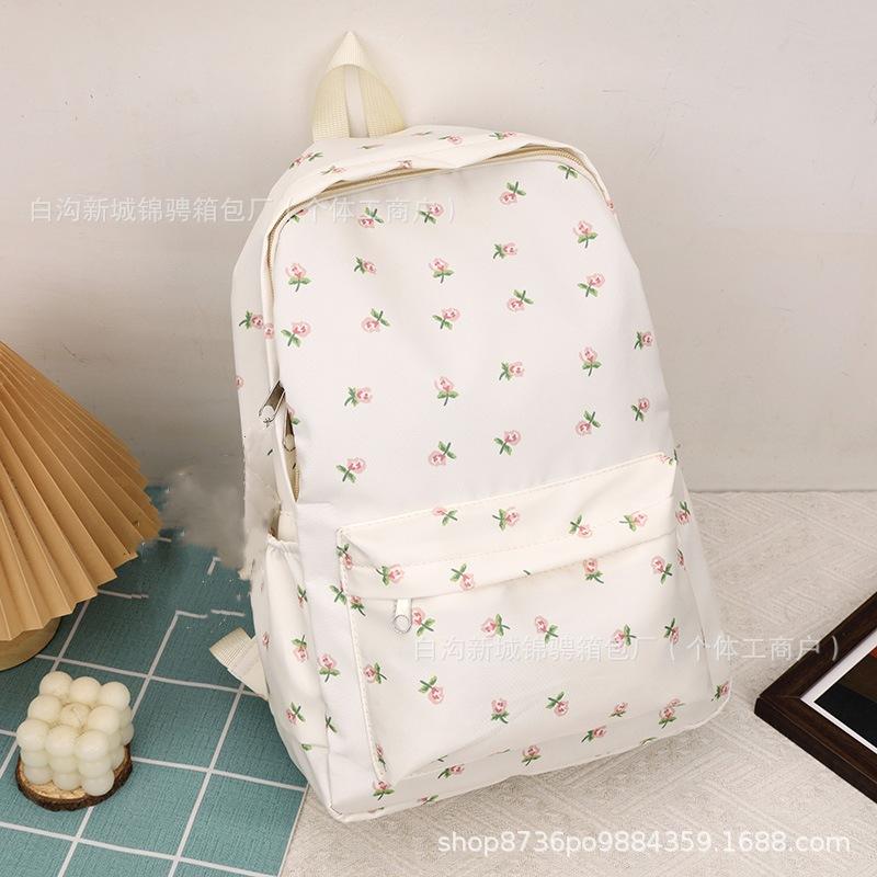 Schoolbag girl floral small fresh backpack primary school junior high school students sweet cute schoolbag campus style literary leisure backpack