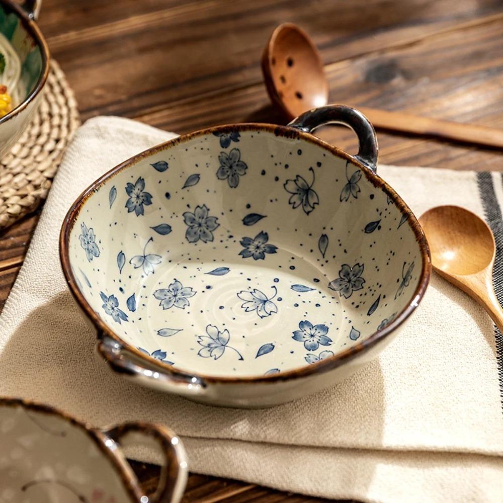 

Ceramic Soup Bowl 7.5inch Salad Bowl Multifunctional Japanese Noodle Bowl Pasta Style A