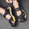 Men's Outdoor Top Layer Leather Large Size Beach Sandals Summer Casual Men's Vacation Beach Shoes Fashion Outdoor Non-Slip Beach Sandals