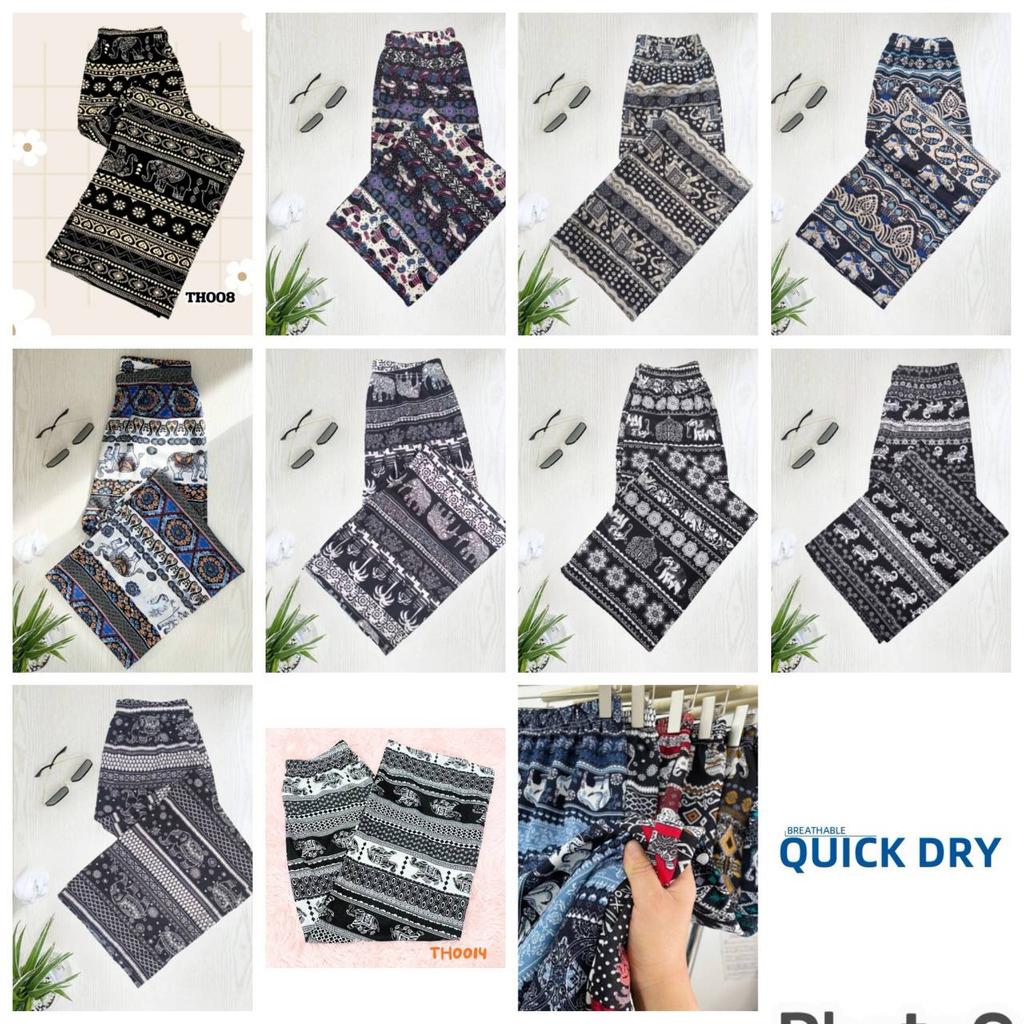 Elephant Pants Adjustable Elastic High Waistband Strap Loose Leg Unisex Man Women Print Thailand Casual Streetwear Beach Bohemian Retro Vintage