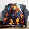 1pc Lion Colors Print Blanket   Lightweight Flannel Throw Blanket For Sofa, Bed, Living Room, Office, Outdoor Travel, Camping