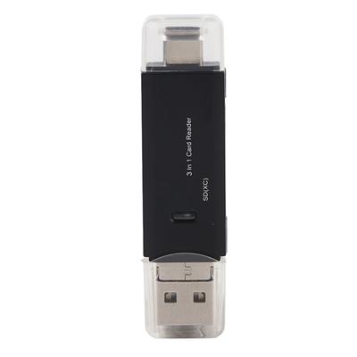 Neuer Multifunktionaler 3 in 1 Typ C Micro USB Kartenleser Hochgeschwindigkeitsübertragung (Schwarz)