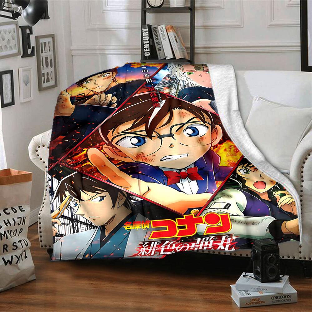 1pc Detective Conan Soft & Warm Flannel Blanket, Multi-Purpose Throw Blanket for Couch, Sofa, Office, Bed, Camping, Travel