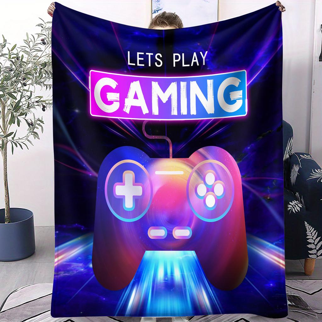 Game player controller pattern Flannel printed blanket suitable for all seasons suitable for living room office sofa and travel
