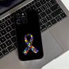 Puzzle Art Support Autism Phone Case For iPhone 17,16,15,14,13,12,11 Plus,Pro Max,XS,Soft Silicone Black Cover