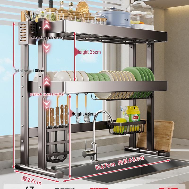 Danle Double-Layer Kitchen Sink Dish Drying Rack