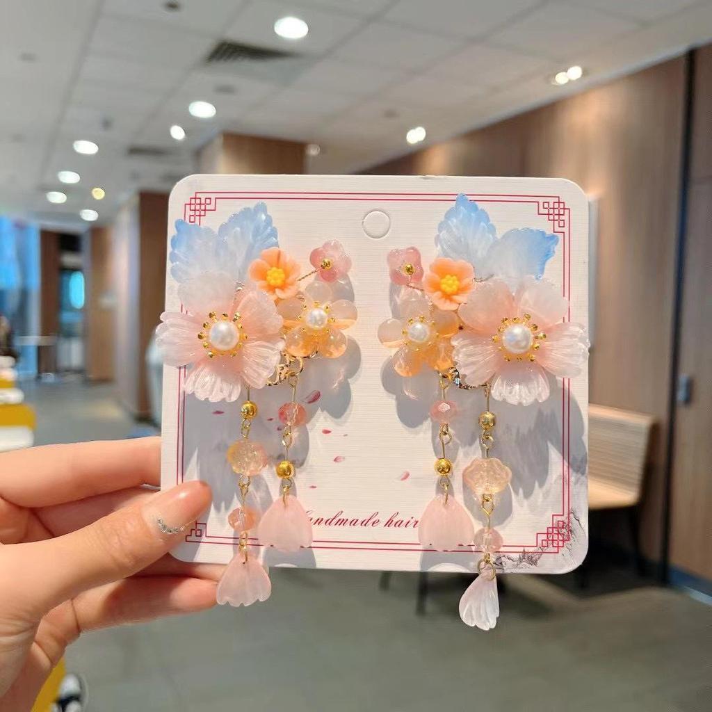 Ancient Style Children's Hanfu Hairpin with Tassel and Forehead Chain