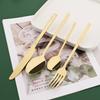 24Pcs Champagne Gold Cutlery Set Kitchen Tableware Stainless Steel Dinnerware Set Knife Fork Spoon Dinner Set Dishwasher Safe Service for 4