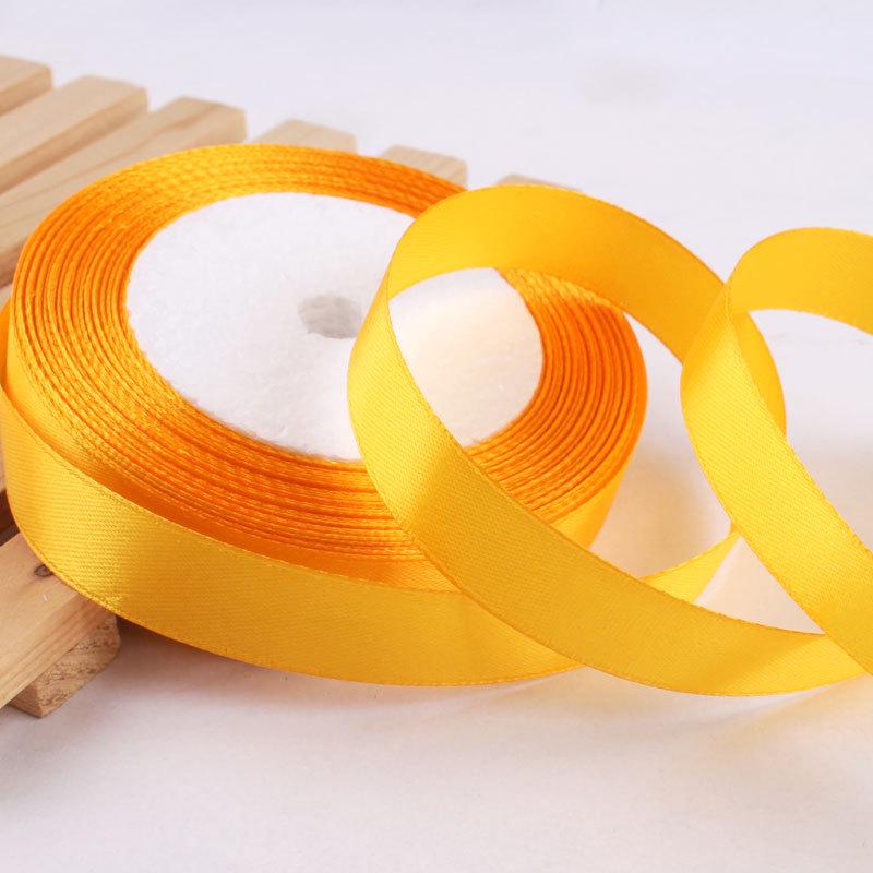 Golden Yellow Silk Ribbon for Gift Wrapping: Colorful, Satin, Woven Flowers, 0.3cm-7.5cm, Perfect for Thanksgiving