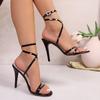 High Heels Cross Strap Sandals Women's 2025 Summer Large Size Foreign Trade Women's Shoes Sexy Sandals Round Head Stiletto