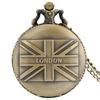 Vintage Bronze London Quarz Taschenuhr Arabische Ziffern Zifferblatt Nostalgischer Halskettenanhänger Geschenk Serie