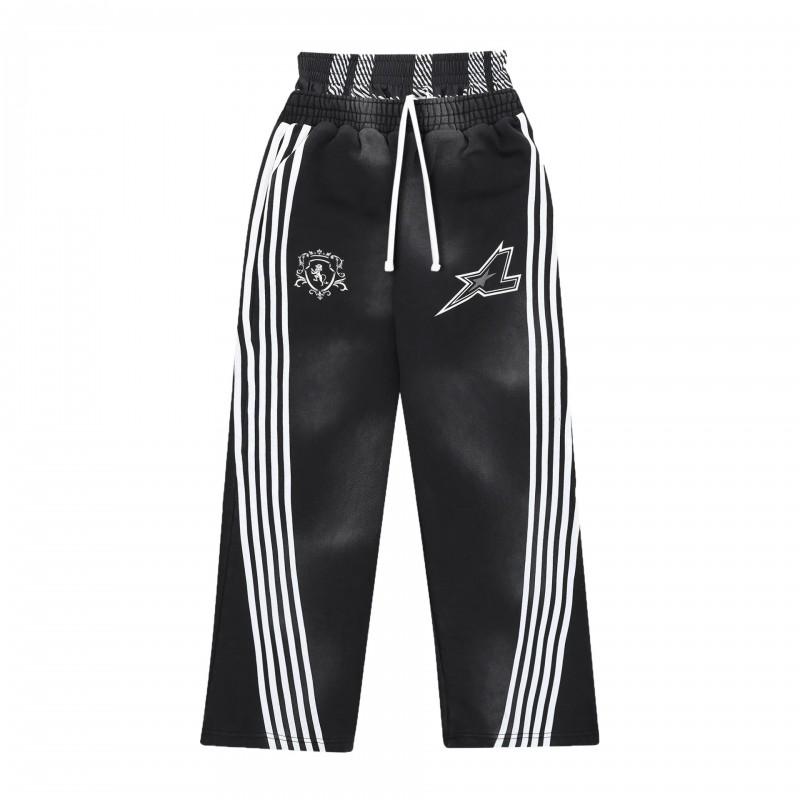 American Retro Striped Y2K Harajuku Style Mens Casual Straight Leg Double Waist Trousers Trendy Sweatshirt