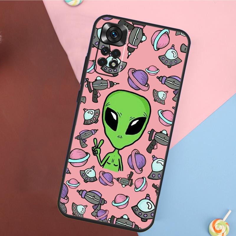 Aesthetics Cute Cartoon Alien Cover For Xiaomi Redmi Note 13 14 Pro 12 11 9 10 9S 10S 11S 12S Redmi 14C 10C 12C 13C Case