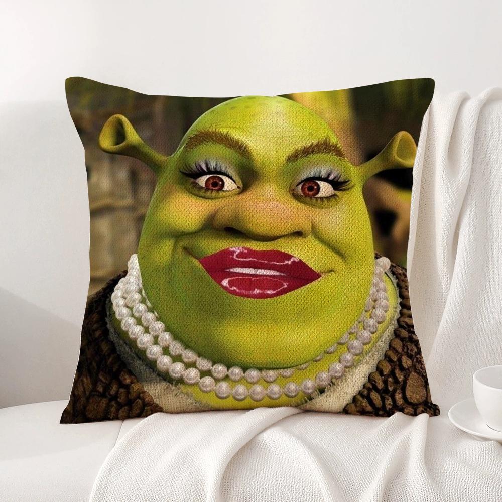 Funny Cartoon S-Shreks Pillow Case Natural Linen Organic Fabric Double-Sided Printing Breathable Perfect For Home Decor