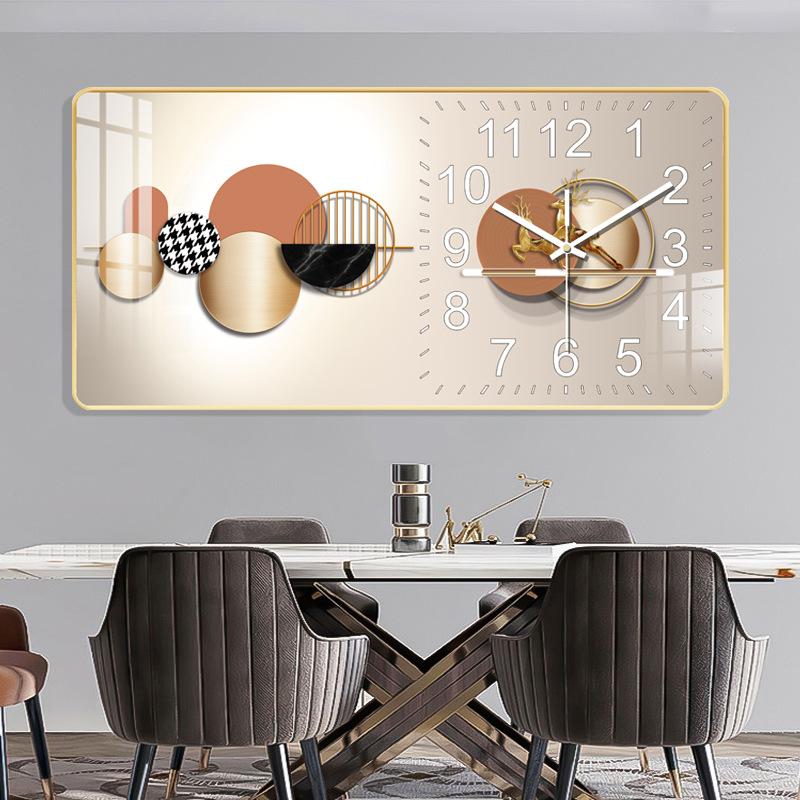 

Новые легкие роскошные настенные часы для гостиной с декоративной росписью, настенные часы для крыльца, креативные китайские мультяшные бесшумные часы 60X30CM