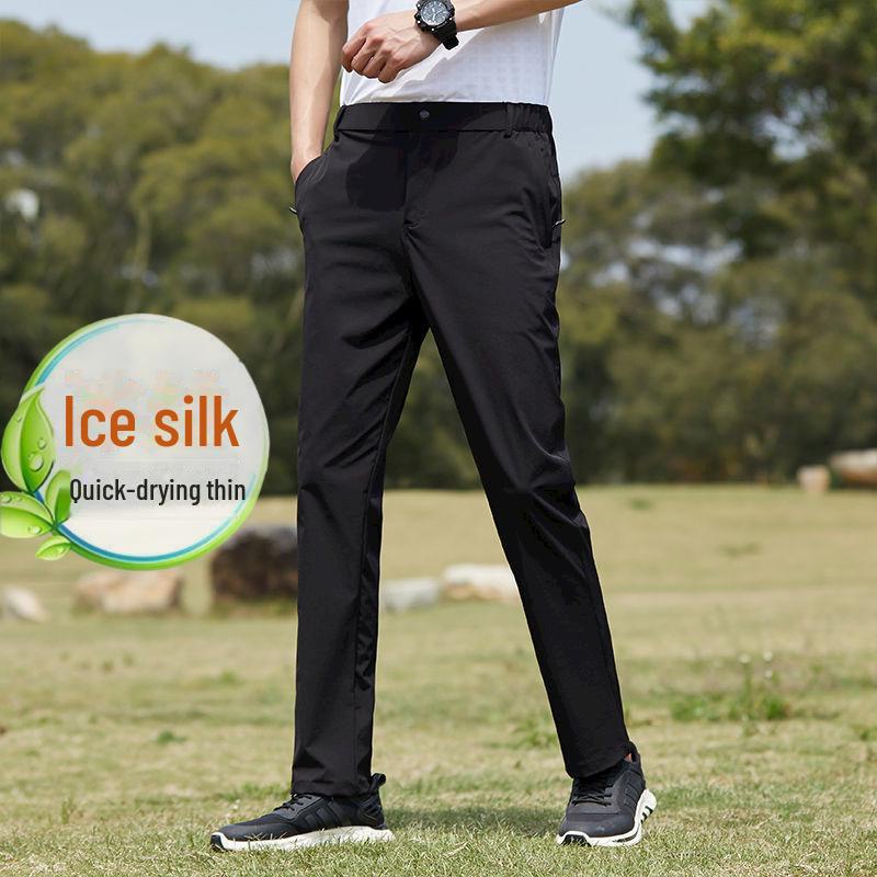 Men's Summer Quick-Dry Stretch Casual Outdoor Pants - Loose Fit, Large Size, Straight Leg Trousers