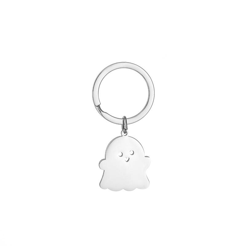 Cute Ghost Stainless Steel Keychain Cartoon Halloween Style Fashion Best Friend Pendant Practical Student Gift