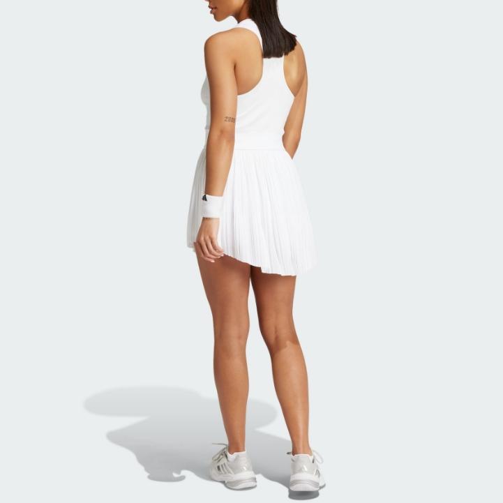 Adidas Tennis Pro Aeroready Dress Short Solid Color Slim Fit Sports With Tennis Safety Shorts Sleeveless Dress Women Dress White IT1838