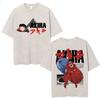 Anime Akira Vintage Washed T Shirt Japanese Science Fiction Cartoon Movie Shotaro Kaneda Tshirt Male Retro Oversized Tshirts