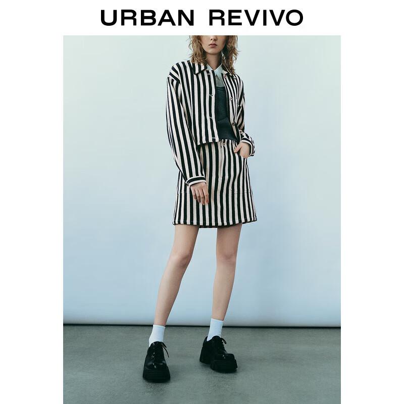 

UR 2024 Spring Women s Nautical Contrast Stripe A-Line Skirt XS