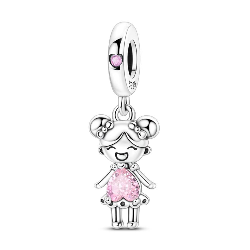 925 Silver Cartoon Doll Theme Series Pendants Bear Piggy Wizard Dwarf Charms Fit Original Bracelet Necklace Jewelry