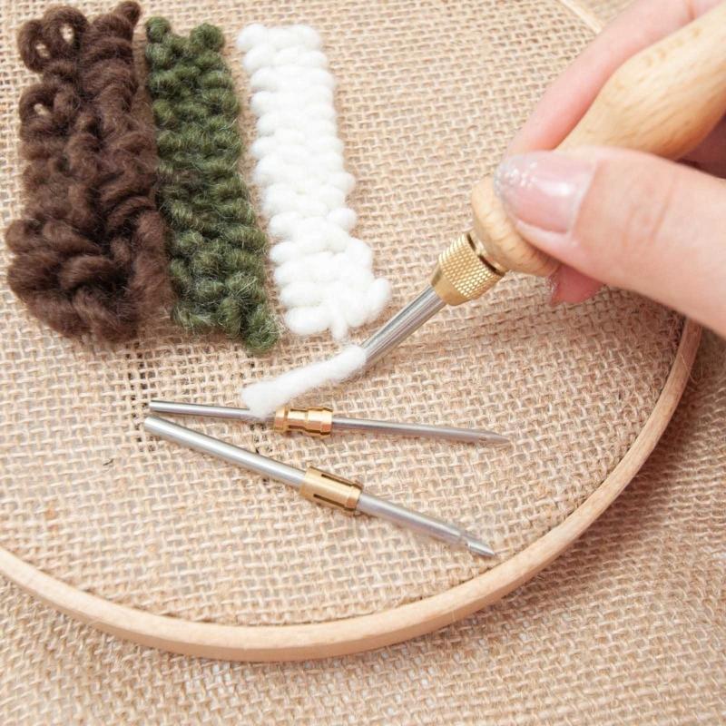 Punch Needle Kit Stitching Punch Needle Set Adjustable Multifunction for Children Adult DIY Crafts Household