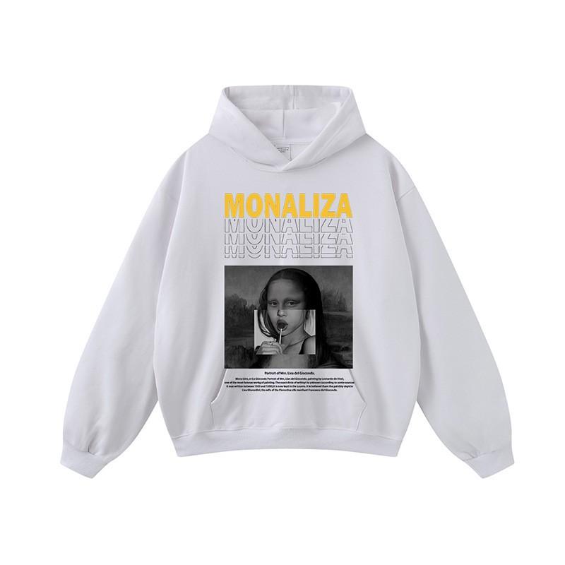 Oversized Vintage Washed Cotton Hoodie With Distressed Print Unisex Streetwear Long Sleeve
