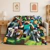 Classic SSandbox Cartoon Pixel Bulding Game Flannel Blanket Soft Warm Throw Blanket for Bedroom Living Room Bed Travel Gift