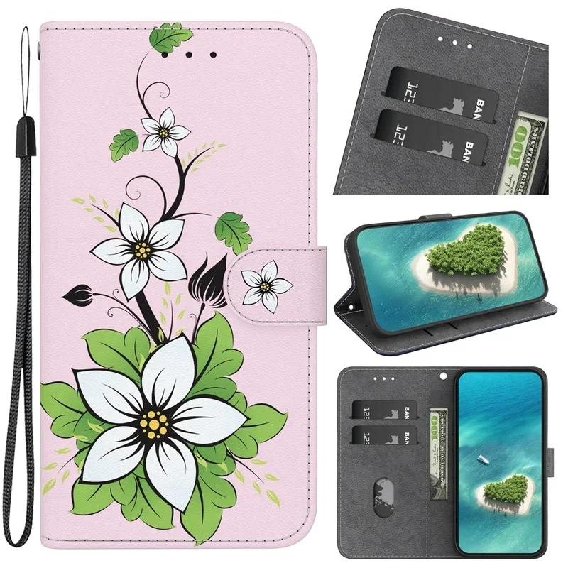 New Painted Case for Xiaomi Poco M6 X6 C65 Pro Wallet Case Xiomi Mi PocoM6 PocoX6 Pro PocoC65 Cartoon Flower Leather Book Cover