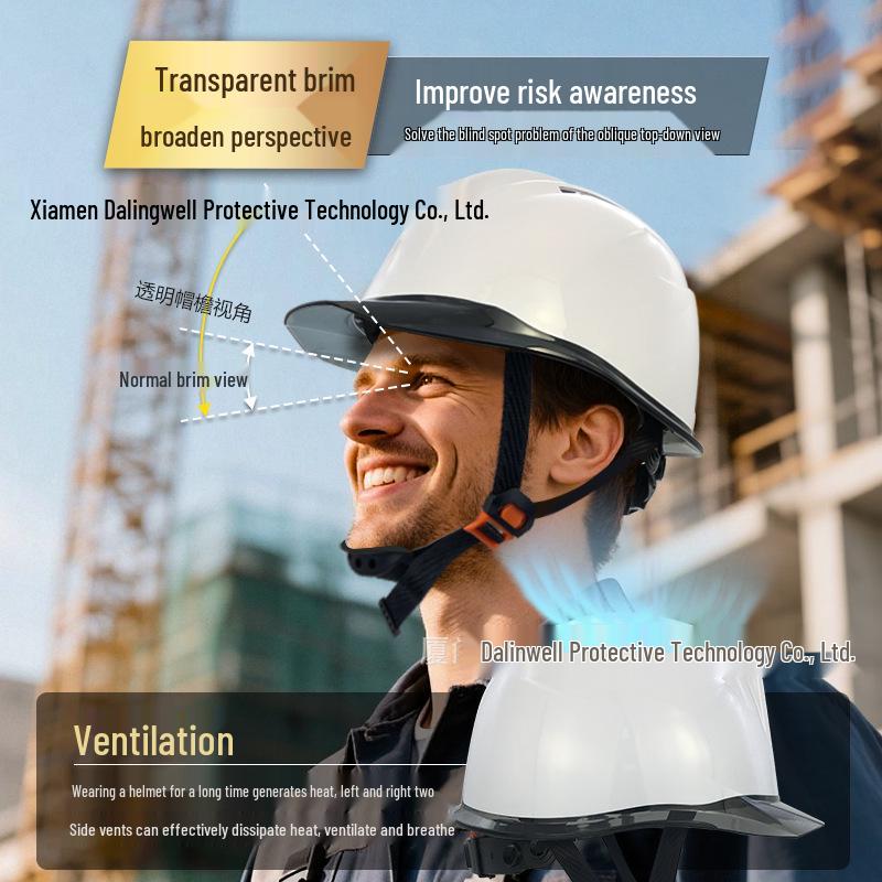 Dalinwell Two-Color Transparent Brim Safety Helmet for Construction - ABS Zhongjian Breathable Design, New National Standard Compliant