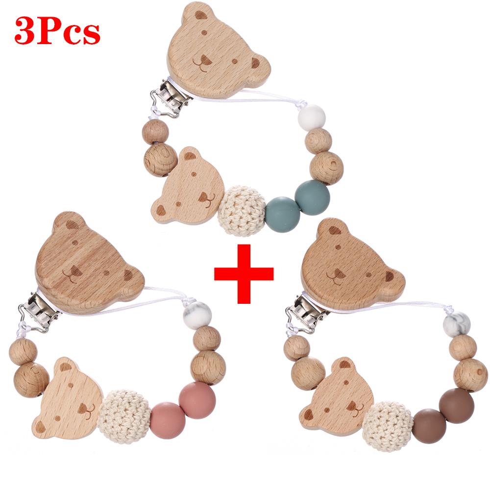 2Pcs New Chew Silicone Beads Pacifier Clips Dummy Chain Holder Newborn Soother Chains Nipple Holder Infant Teething Toys Gifts