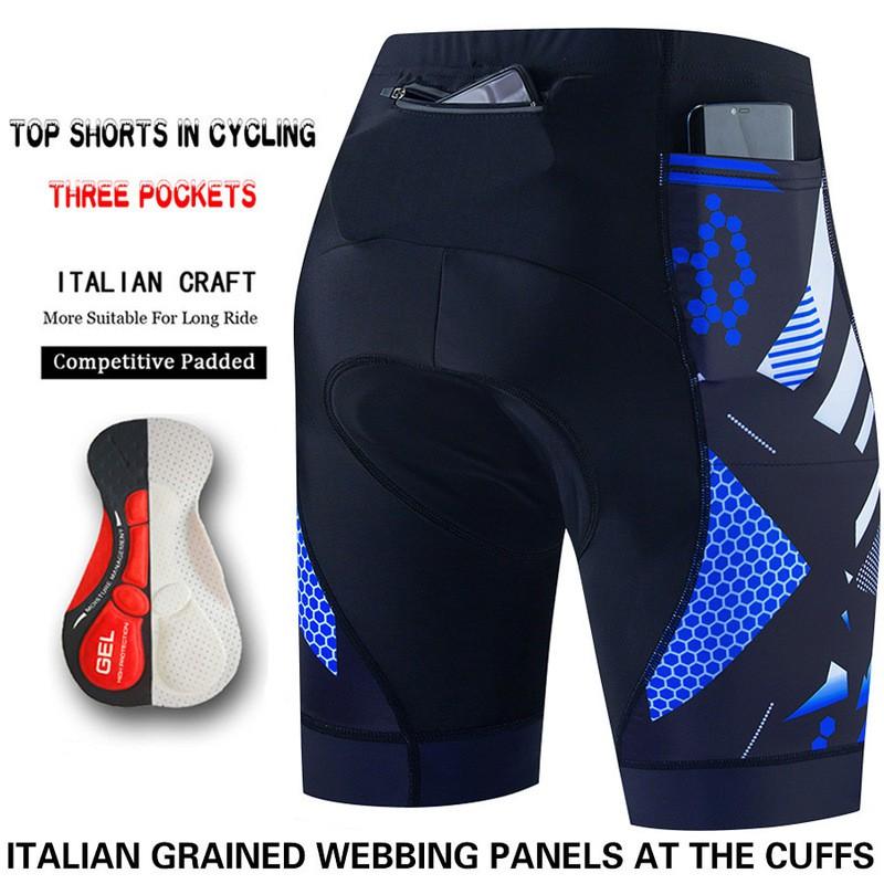 Mens Cycling Shorts With 3 Pockets 5/8 Length Road Bike Apparel Quick-Dry Breathable Performance Wear