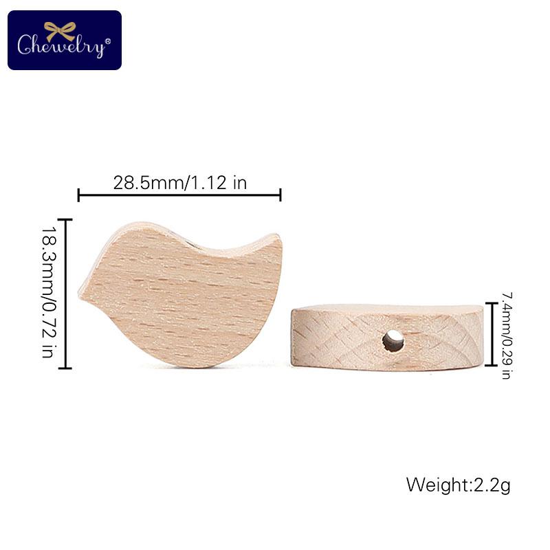 10 szt. Drewniane Koraliki Bukowe Gryzak dla Niemowląt Mini Ptaszki Serduszka Koraliki Łańcuszek do Smoczka Naszyjnik Rzemiosło Biżuteria Produkt dla Dzieci