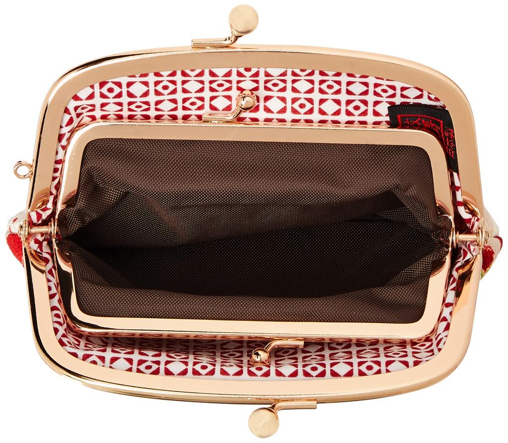 Uni Made in Futakoshi Japanese Clasp Purse (N0207) Textile, Japan, Chirimen, Pattern, Parent-Child [Modern Plum, Ivory]