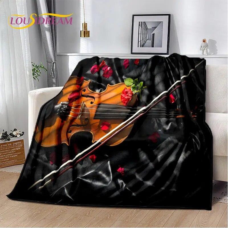 Classical Violin Instrument Music Soft Plush Blanket,Flannel Blanket Throw Blanket for Living Room Bedroom Bed Sofa Picnic Cover