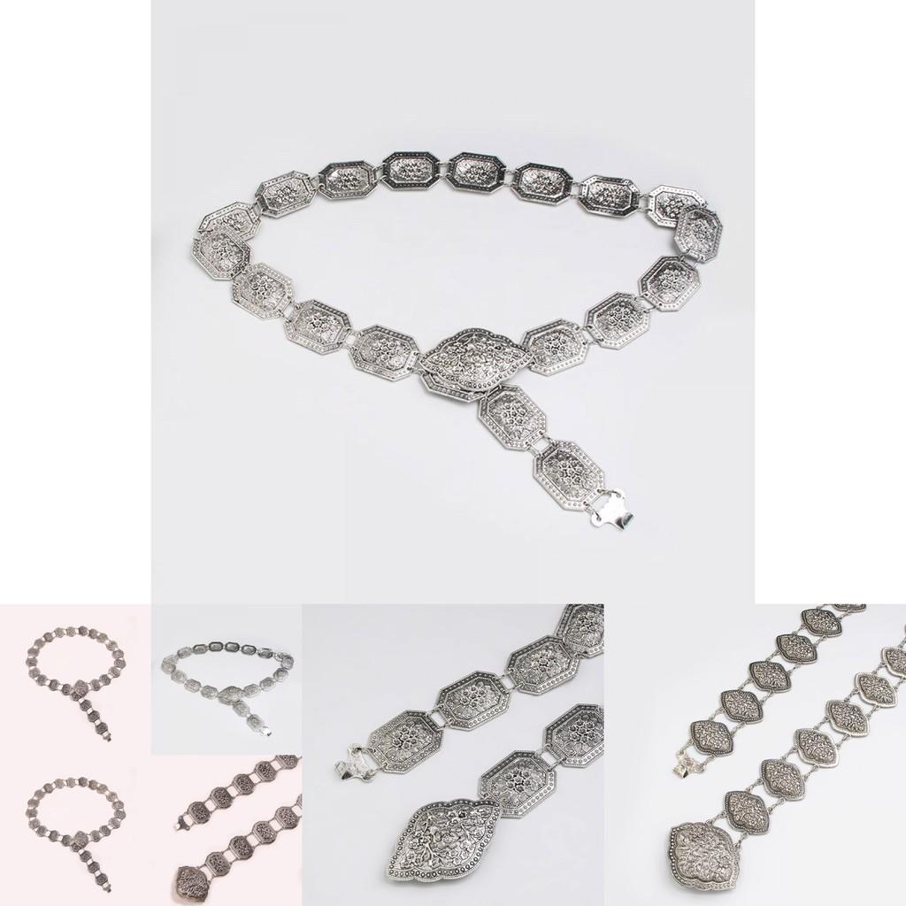 Feminine Metal Waist Chain With Vintage Floral Carving For Traditional Dance And Ethnic Style