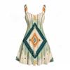 Women S Plus Size Off Shoulder Square Neck Strappy Sleeveless Printed Flared Dress
