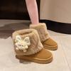 Women Snow Boots 2026 Winter Plush Warm Anti Slip Comfortable Ankle Boots Fluffy Round Toe Platform Butterfly Knot Cotton Boots