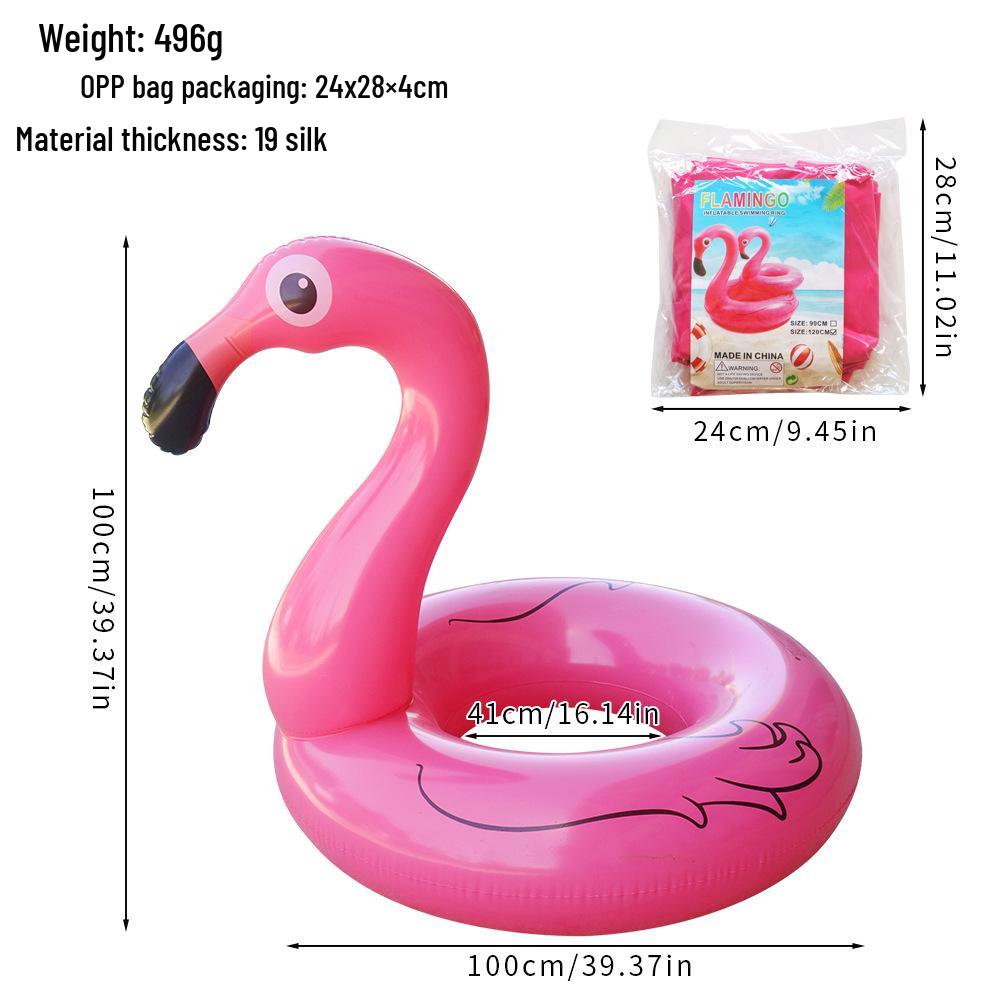 Inflatable Flamingo Swimming Ring with Sequins - Thickened Water Ride-On