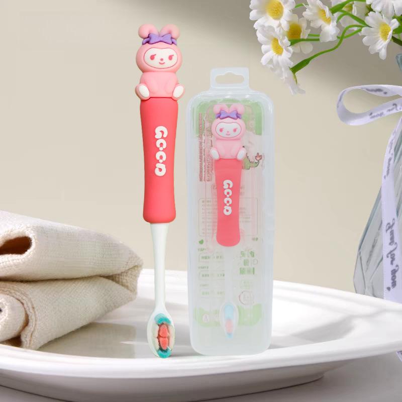 Children's Cartoon Dinosaur Toothbrush, Ages 3-12, with Cute Non-slip Handle & Soft Bristles for Gentle Oral Care