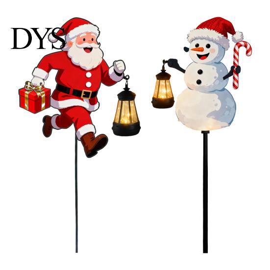 Weather Resistant Stake Lights 1/2Pcs Holding Lantern Santa Light, Christmas Snowman Solar Lamp with Claus Stake, Decorative Light for Outdoor Garden