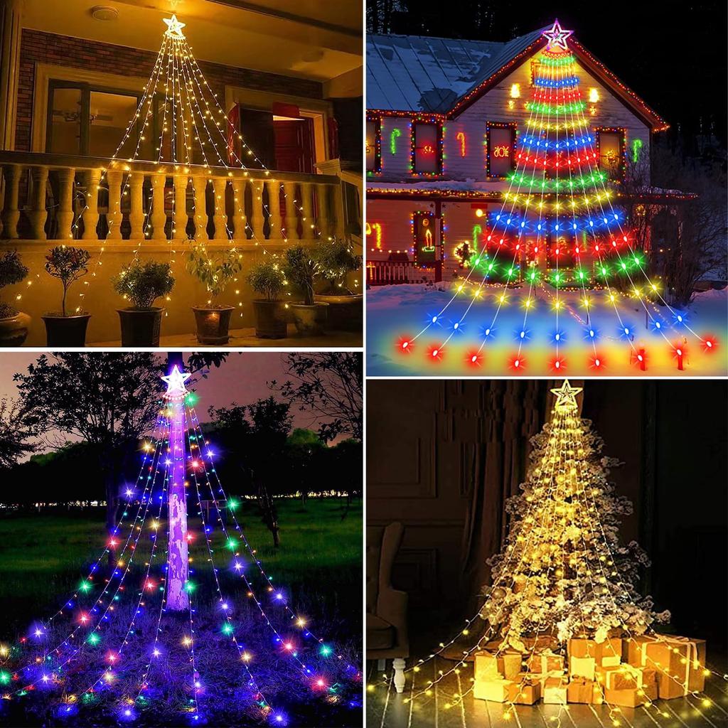 [2025] Kimoinsa LED Solar String Lights, Christmas Decorations, 1200mAh, 8 Modes, 9 Lights, 350 Bulbs, Automatic OnOff, Brightness Adjustment,