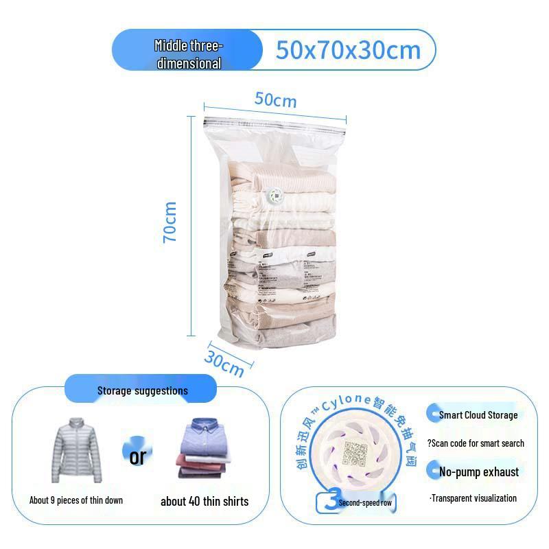 Taili Vacuum Compression Storage Bag for Clothes, Travel, Quilts, and Blankets - No Pump Required, Thickened Design.