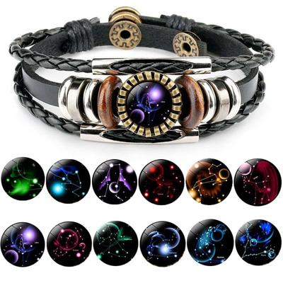 Constellation Charm Bracelets - Delicate Beaded PU Leather Design with 12 Zodiac Styles - Unisex, Adjustable Fashion Accessory for A Trendy Statement