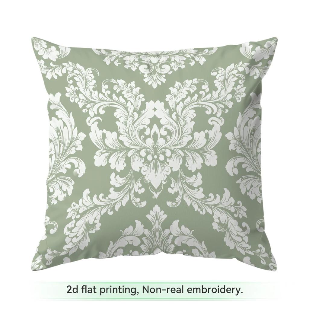 Fresh White And Green Pattern Cushions Pillowcase Polyester Cushion Cover Throw Pillow Pillowcover Home Car Sofa Decor