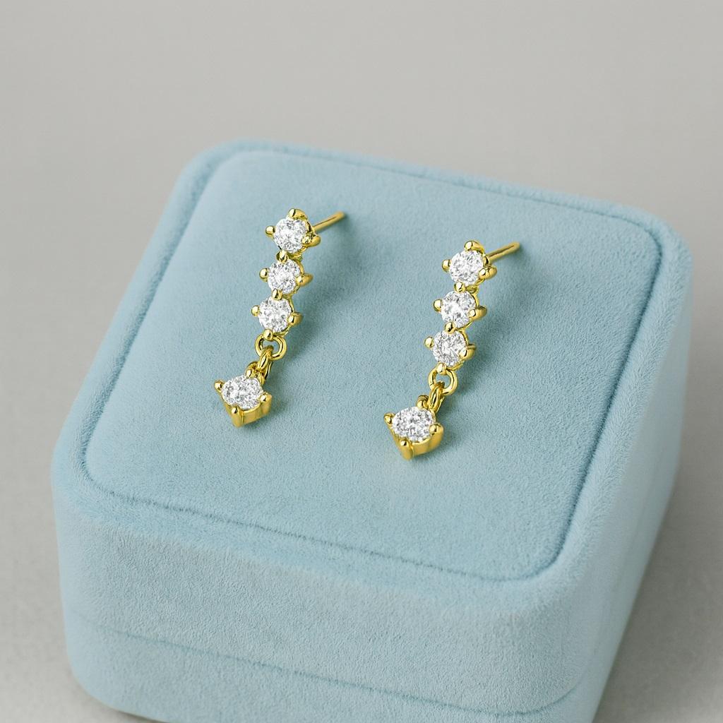 Moderne lineare Hängeohrringe - 925er Sterlingsilber, vergoldet