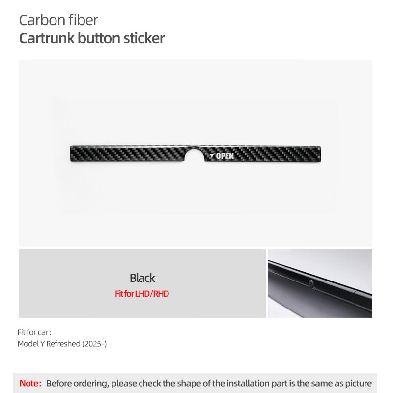 

For Tesla Model Y Juniper 2026- Carbon Fiber Car Rear Camera Trunk Open Button Prompt Trim Stickers Decoration Auto Accessories