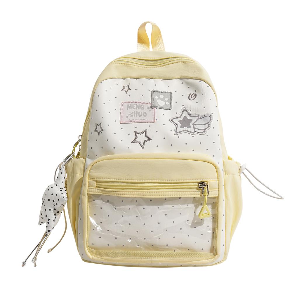 Schoolbag Korean vitality milk yellow star sticker middle school student backpack sweet age-reducing girlfriends travel small backpack