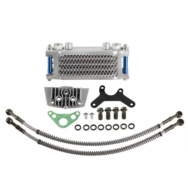 

Motorcycle Cooling Radiator Engine Kit Dirt Pit Bike Modification Oil Coolers for 70 90 110 125 140CC Easy Installation синій