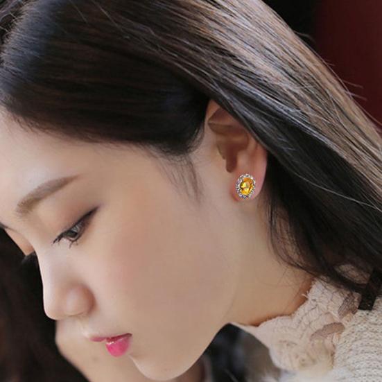 Fashion Women Lady Elegant Rhinestone Flower Ear Stud Earrings Gift Jewelry